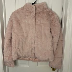 Women’s Fluffy Baby Pink Puffer Jacket
